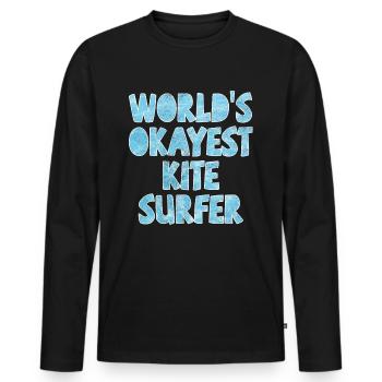 World's Okayest Kite Surfer Light Blue - Men's Premium Organic Long Sleeve Shirt - black - Front - Nico (187cm)