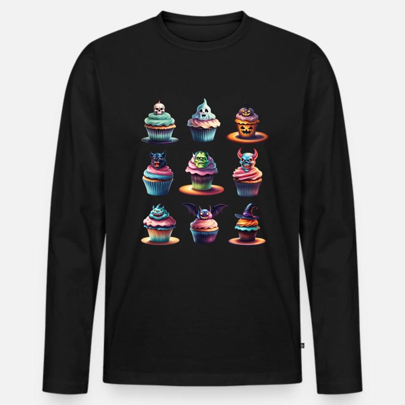Halloween-Cupcakes. - Männer Premium Bio Langarmshirt - Schwarz