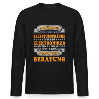 Elektriker / Elektroniker - kompetente Beratung - Männer Premium Bio Langarmshirt - Schwarz - Vorne - Nico (187cm)