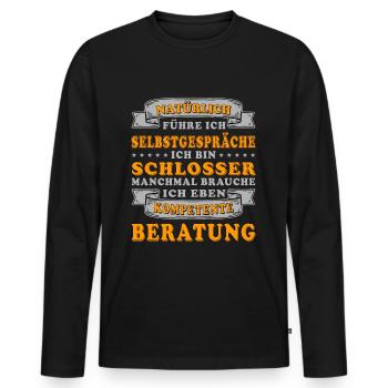 Schlosser witziger Spruch für die Arbeit Beruf - Männer Premium Bio Langarmshirt - Schwarz - Vorne - Nico (187cm)
