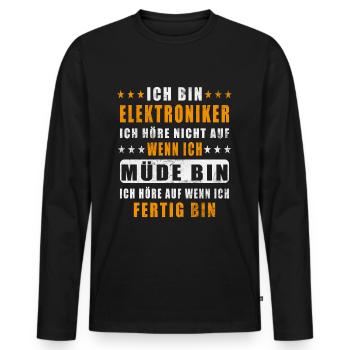 Ein Elektroniker hört nicht auf wenn er müde ist - Männer Premium Bio Langarmshirt - Schwarz - Vorne - Nico (187cm)