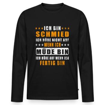 Metallbauer/Metallbau/Schlosser/Schmied/Fleiß - Männer Premium Bio Langarmshirt - Schwarz - Vorne - Nico (187cm)