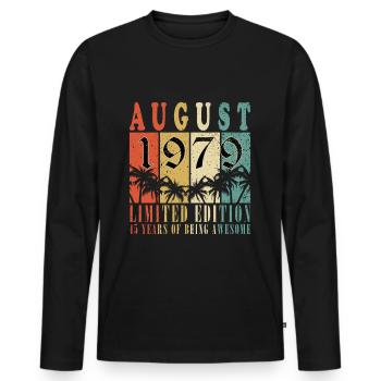 Août 1979 Anniversaire en août 1979 Millésime 1979 - T-shirt manches longues Premium bio Homme - noir - Devant - Nico (187cm)