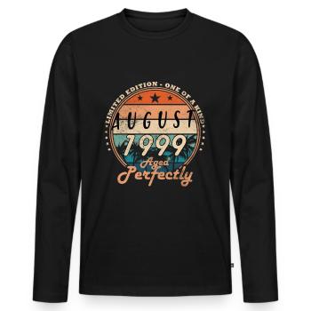 Août 1999 Cadeau d’anniversaire - né en 1999 - T-shirt manches longues Premium bio Homme - noir - Devant - Nico (187cm)