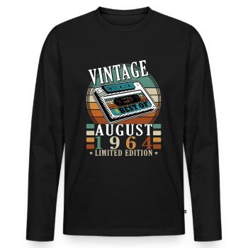 August 1964 August birthday 1964 August - Men's Premium Organic Long Sleeve Shirt - black - Front - Nico (187cm)