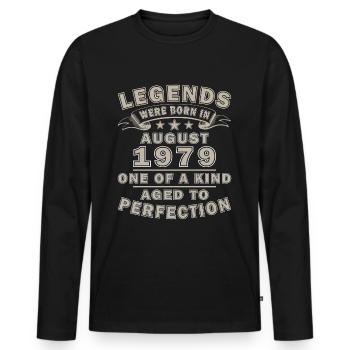45e anniversaire Original août 1979 Né en 1979 - T-shirt manches longues Premium bio Homme - noir - Devant - Nico (187cm)