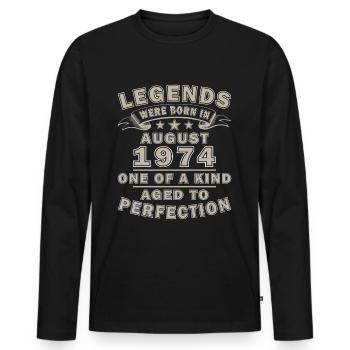 50e anniversaire Original août 1974 Né en 1974 - T-shirt manches longues Premium bio Homme - noir - Devant - Nico (187cm)