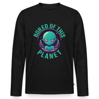 Marre de cette planète. - T-shirt manches longues Premium bio Homme - noir - Devant - Nico (187cm)