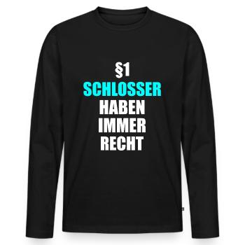 Schlosser Paragraph Ich habe immer Recht - Männer Premium Bio Langarmshirt - Schwarz - Vorne - Nico (187cm)