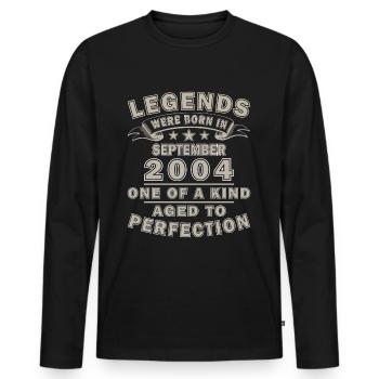 20th birthday 2004 Legendary since September 2004 - Men's Premium Organic Long Sleeve Shirt - black - Front - Nico (187cm)