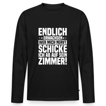 Sprüche zur Jugendweihe Feier - Männer Premium Bio Langarmshirt - Schwarz - Vorne - Nico (187cm)