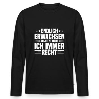 Erwachsen Werden Jugendweihe Gästebuch - Männer Premium Bio Langarmshirt - Schwarz - Vorne - Nico (187cm)