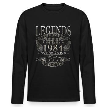 Original Septembre 1984 Vintage Anniversaire - T-shirt manches longues Premium bio Homme - noir - Devant - Nico (187cm)