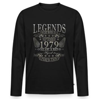 September 1979 Vintage Geburtstagsgeschenk 1979 - Männer Premium Bio Langarmshirt - Schwarz - Vorne - Nico (187cm)