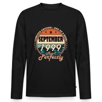 25th Birthday Original September 1999 Volume 99 - Men's Premium Organic Long Sleeve Shirt - black - Front - Nico (187cm)