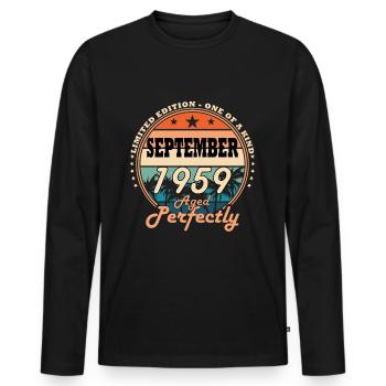 Des légendes sont nées en septembre 1959 Millésime 1959 - T-shirt manches longues Premium bio Homme - noir - Devant - Nico (187cm)
