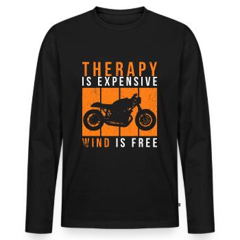Motorcycle Therapy - Therapy is too expensive - Men's Premium Organic Long Sleeve Shirt - black - Front - Nico (187cm)