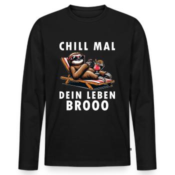 Faultier Chill Mal chilliges Faultier - Männer Premium Bio Langarmshirt - Schwarz - Vorne - Nico (187cm)