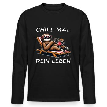 Chill mal Faultier chillen relax - Männer Premium Bio Langarmshirt - Schwarz - Vorne - Nico (187cm)