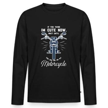 Moi sur ma moto - Biker Spruch - T-shirt manches longues Premium bio Homme - noir - Devant - Nico (187cm)