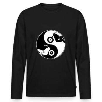 Motorcycle Yin and Yang Logo - Biker Saying - Men's Premium Organic Long Sleeve Shirt - black - Front - Nico (187cm)