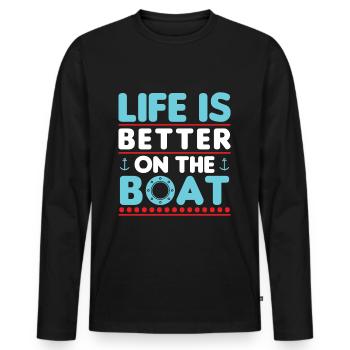Saison de navigation et d’attente de la saison de navigation - T-shirt manches longues Premium bio Homme - noir - Devant - Nico (187cm)