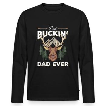 Waidmannsheil, Hirschkopf, Jagd, Jäger - Männer Premium Bio Langarmshirt - Schwarz - Vorne - Nico (187cm)