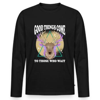 Hunter Hunt Hunting Sayings Saying - Men's Premium Organic Long Sleeve Shirt - black - Front - Nico (187cm)