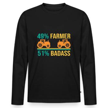 Farmer Tractor Farmer - Men's Premium Organic Long Sleeve Shirt - black - Front - Nico (187cm)
