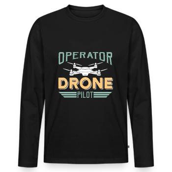 Pilote de drone Pilote de drone - T-shirt manches longues Premium bio Homme - noir - Devant - Nico (187cm)
