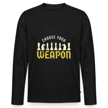 Pièce d’échecs armes d’échecs - T-shirt manches longues Premium bio Homme - noir - Devant - Nico (187cm)