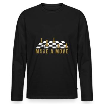 Schach Schachspieler Schach Spruch Schachbrett - Männer Premium Bio Langarmshirt - Schwarz - Vorne - Nico (187cm)