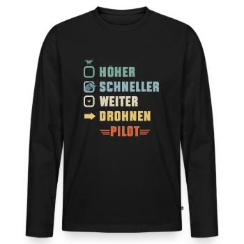 Drohnenpilot Hexacopter Drohnenfliegen - Männer Premium Bio Langarmshirt - Schwarz - Vorne - Nico (187cm)