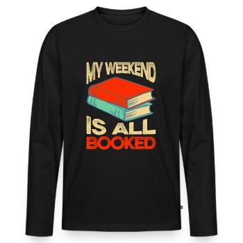 Book Reader Book Lover Books Reading Gift - Men's Premium Organic Long Sleeve Shirt - black - Front - Nico (187cm)