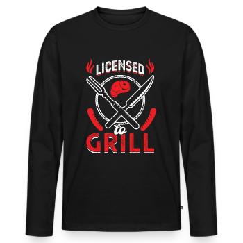 Licensed for grilling - Men's Premium Organic Long Sleeve Shirt - black - Front - Nico (187cm)