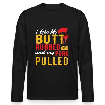 BBQ , Barbecue, Grillen, SMoken, Grillmeister - Männer Premium Bio Langarmshirt - Schwarz - Vorne - Nico (187cm)