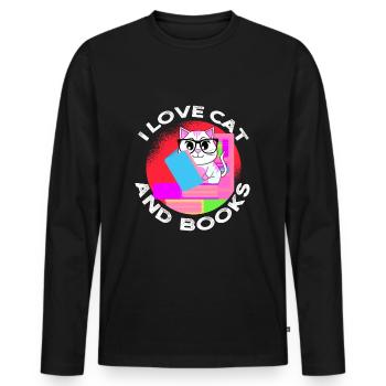 Book lover, reader and bookworm - Men's Premium Organic Long Sleeve Shirt - black - Front - Nico (187cm)