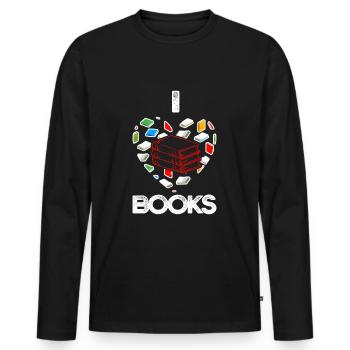Amoureux des livres La lecture vous rend fort Rat de bibliothèque Livres - T-shirt manches longues Premium bio Homme - noir - Devant - Nico (187cm)