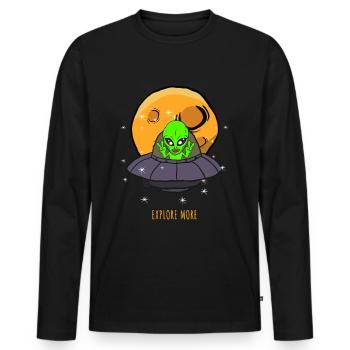 Galaxy Explorer Galaxie Weltall Astronaut Geschenk - Männer Premium Bio Langarmshirt - Schwarz - Vorne - Nico (187cm)