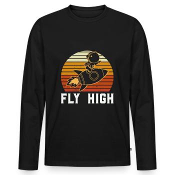 Astronaut in Space - Astronaut Motif for Kids - Men's Premium Organic Long Sleeve Shirt - black - Front - Nico (187cm)