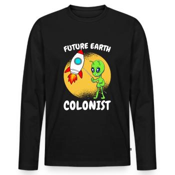 Habitants de la planète Terre - futur colon de la Terre - T-shirt manches longues Premium bio Homme - noir - Devant - Nico (187cm)