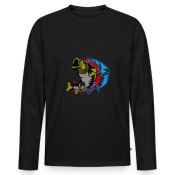 Fish of life! - Fishing Tshirt Zander Attack - Men's Premium Organic Long Sleeve Shirt - black - Front - Nico (187cm)