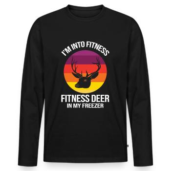 Deer Hunting Passion Gift Wild Animal - Men's Premium Organic Long Sleeve Shirt - black - Front - Nico (187cm)
