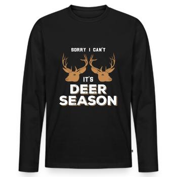 Drôle de cerf saison chasseur cadeaux - T-shirt manches longues Premium bio Homme - noir - Devant - Nico (187cm)