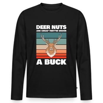 Season Hunting Deer - Men's Premium Organic Long Sleeve Shirt - black - Front - Nico (187cm)