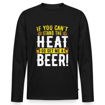 Hol mir ein Bier - Männer Premium Bio Langarmshirt - Schwarz - Vorne - Nico (187cm)