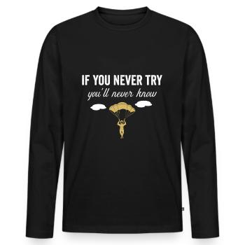 Parachutisme parachutiste rétro Parachutisme - T-shirt manches longues Premium bio Homme - noir - Devant - Nico (187cm)
