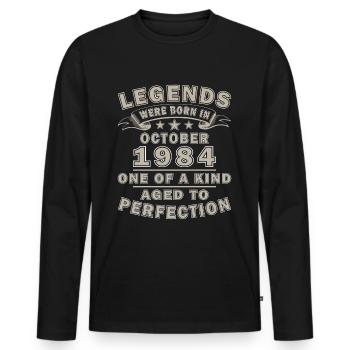October 1984 | 1984 birthday born in October - Men's Premium Organic Long Sleeve Shirt - black - Front - Nico (187cm)