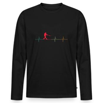Baseball Baseball Herzschlag - Männer Premium Bio Langarmshirt - Schwarz - Vorne - Nico (187cm)