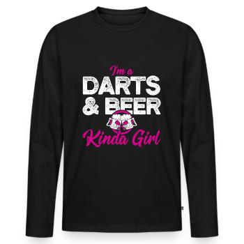 Darts & Bier Darten - Männer Premium Bio Langarmshirt - Schwarz - Vorne - Nico (187cm)